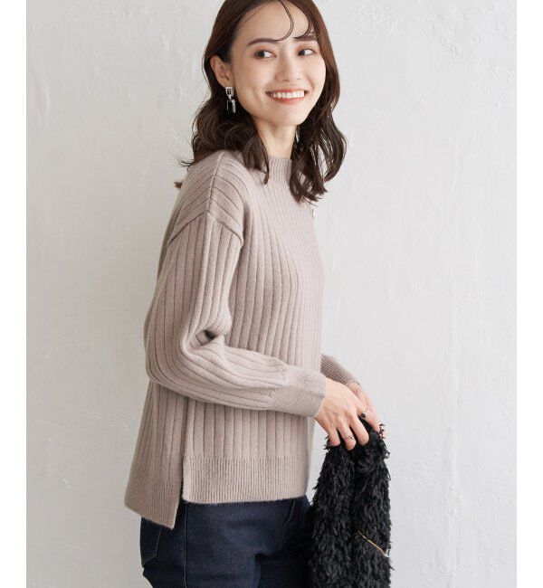 ikka「肩ボタンワイドリブニットプルオーバー」|プルオーバー|