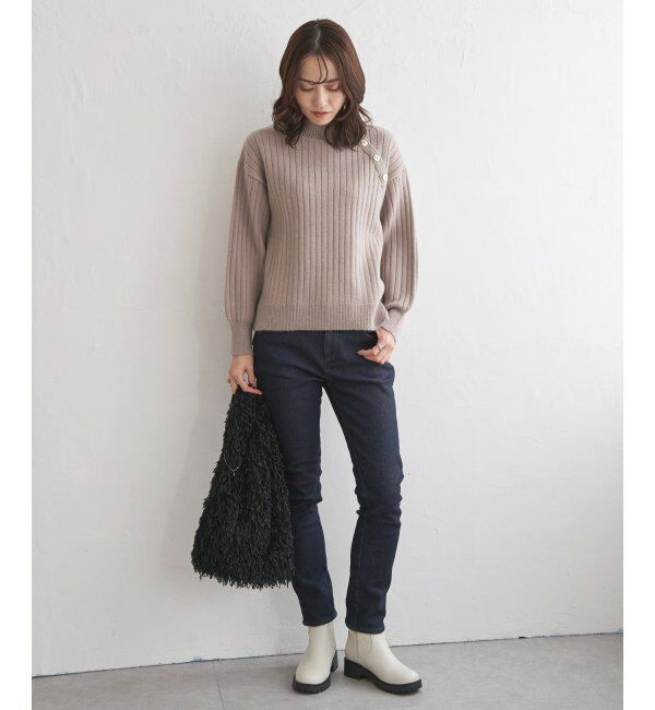 ikka「肩ボタンワイドリブニットプルオーバー」|プルオーバー|