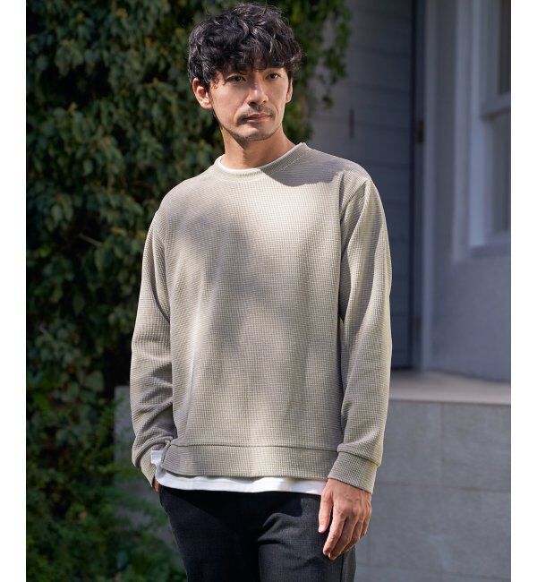 ikka「モールワッフルフェイクレイヤードプルオーバー」|パーカー|