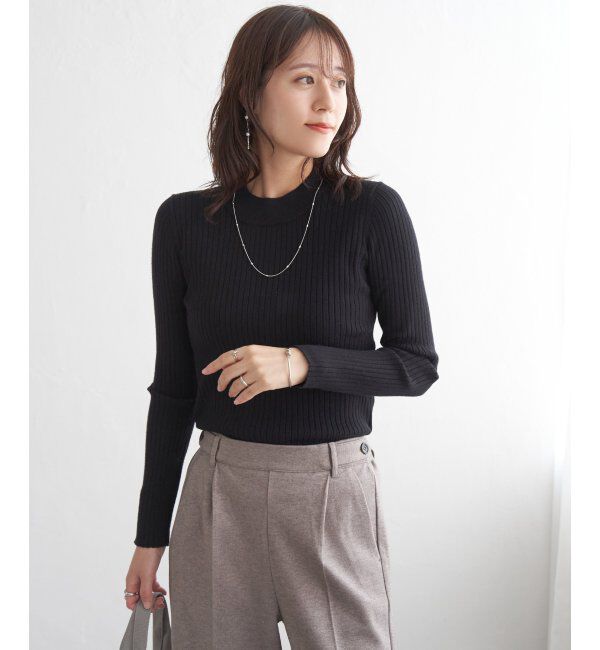 ikka「ミニハイネックリブニット」|プルオーバー|