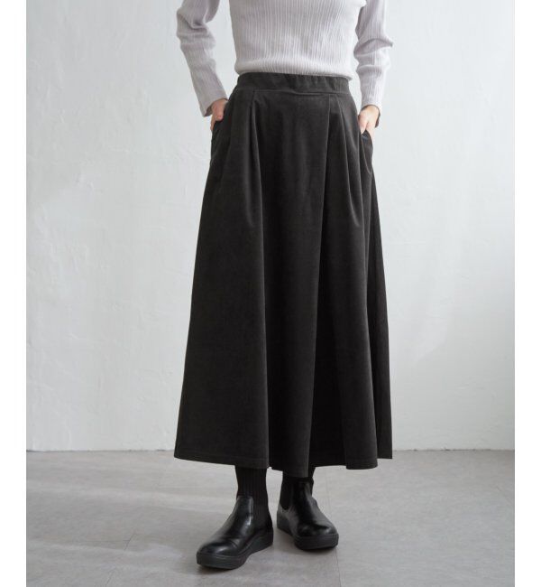 ikka「ベロアツイルラップフウスカーチョ」|スカート|チャコール