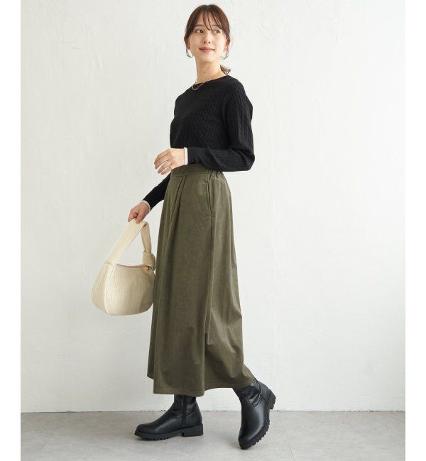 ikka「ベロアツイルラップフウスカーチョ」|スカート|