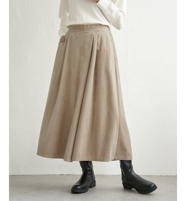 ikka「ベロアツイルラップフウスカーチョ」|スカート|ベージュ