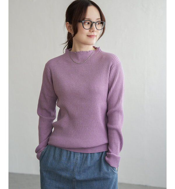 Lbc with Life「襟フリルリブニット」|カーディガン|パープル
