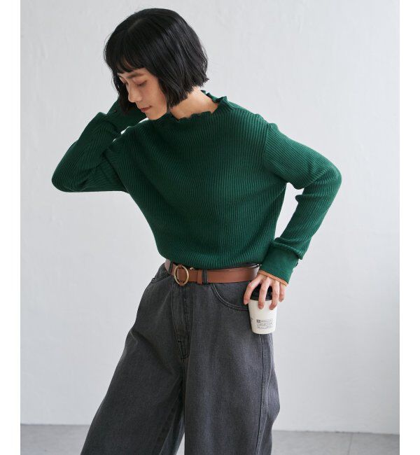 Lbc with Life「袖配色レイヤーリブニット」|カーディガン|