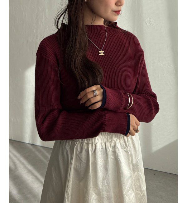 Lbc with Life「袖配色レイヤーリブニット」|カーディガン|