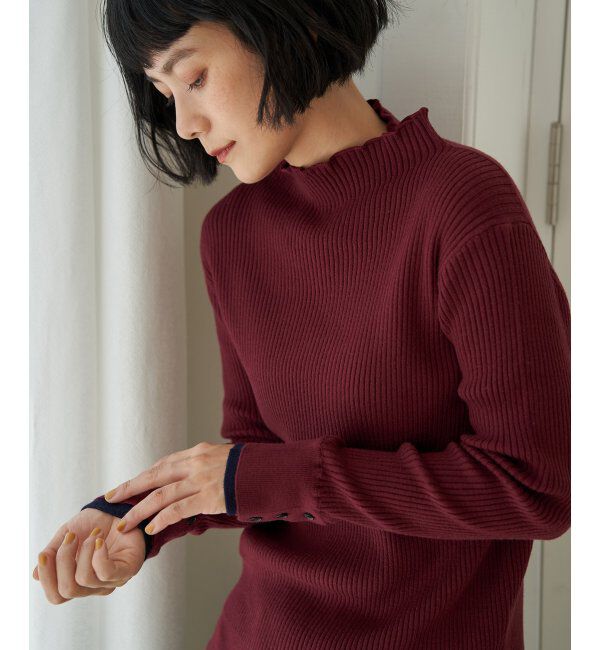 Lbc with Life「袖配色レイヤーリブニット」|カーディガン|