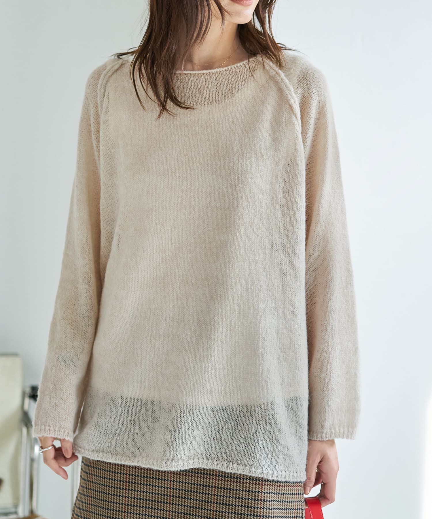 STYLE DELI「アルパカ混エアリールーズニットトップス」|ニット・セーター|ライトベージュ