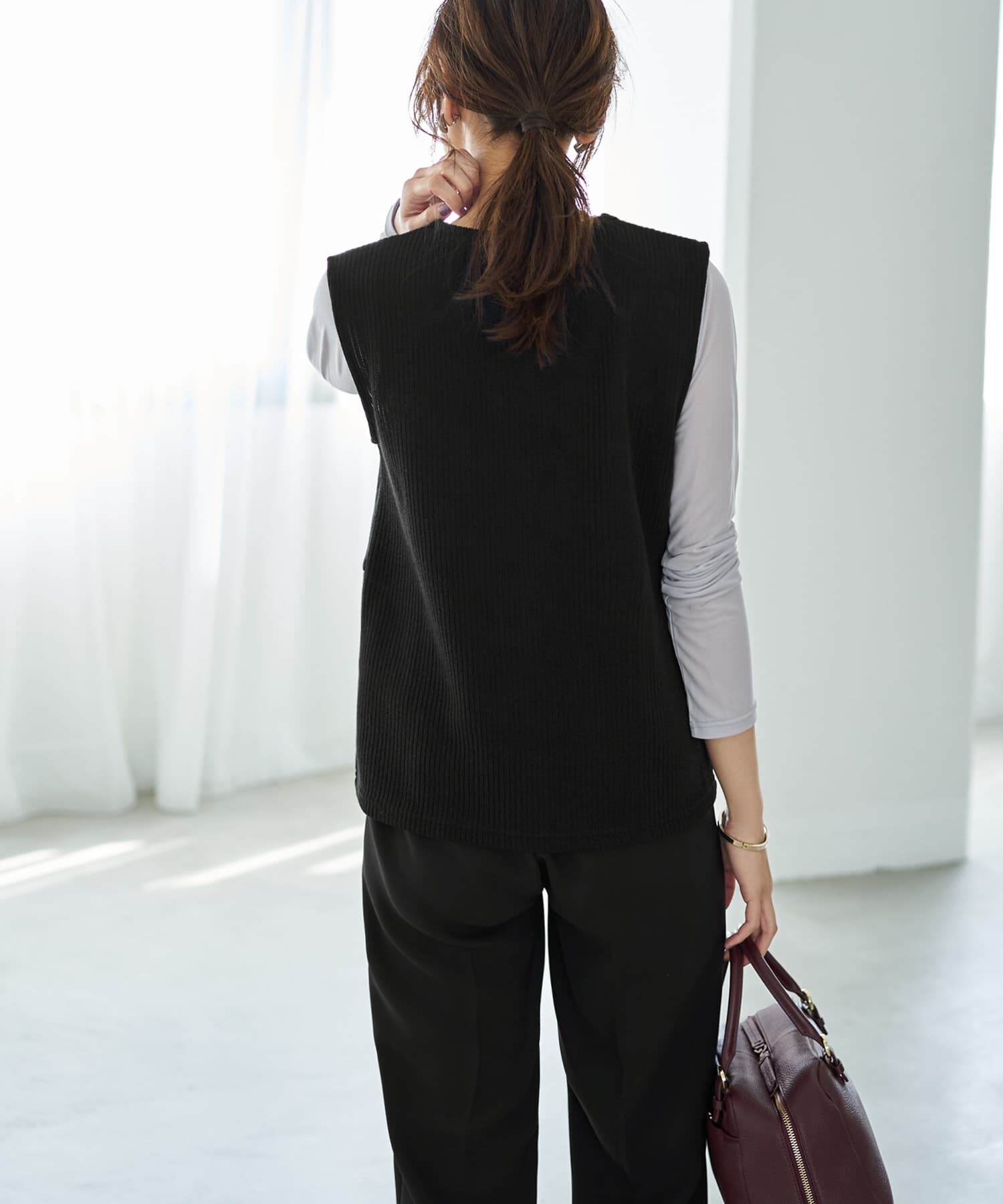 STYLE DELI「GOLDボタンリブニットソーベスト」|ベスト・ジレ|