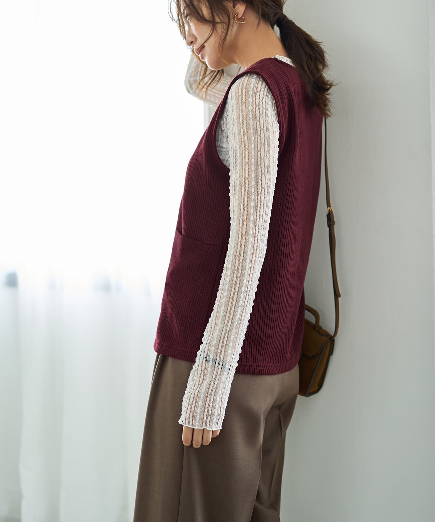 STYLE DELI「GOLDボタンリブニットソーベスト」|ベスト・ジレ|