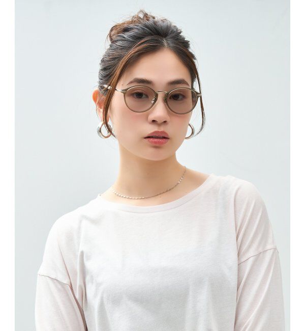  「Zoff meets LISA LARSON｜ボストン型 サングラス｜リサ・ラーソン｜紫外線防止 UVカット｜ユニセックス」|サングラス|薄オリーブ1