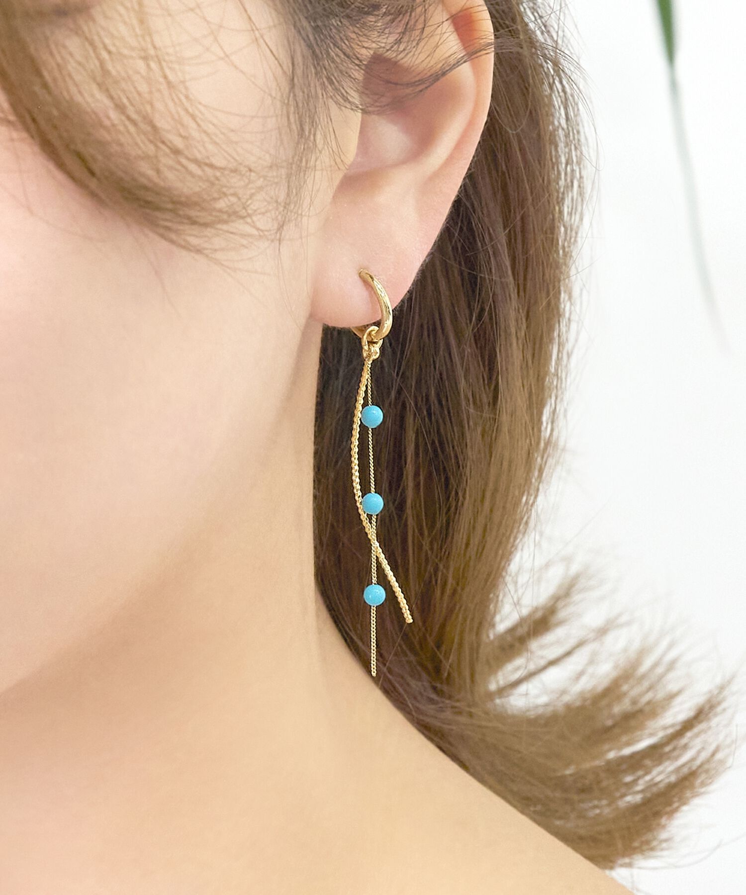 Phoebe「スキップターコイズ2ラインイヤリング」|イヤリング|