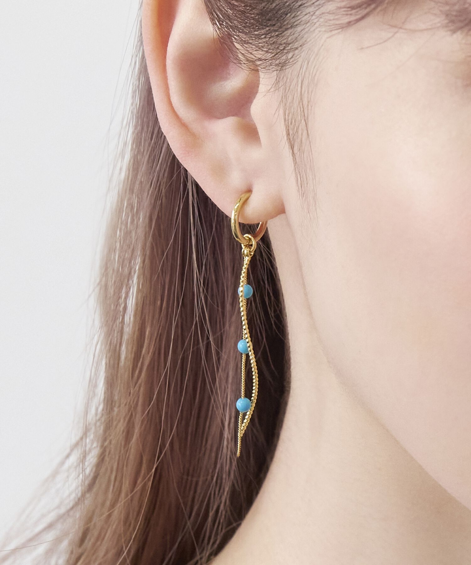 Phoebe「スキップターコイズ2ラインイヤリング」|イヤリング|