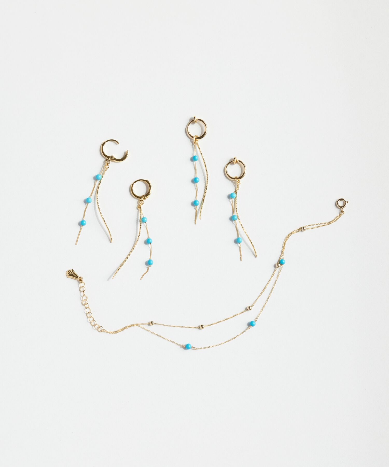 Phoebe「スキップターコイズ2ラインイヤリング」|イヤリング|