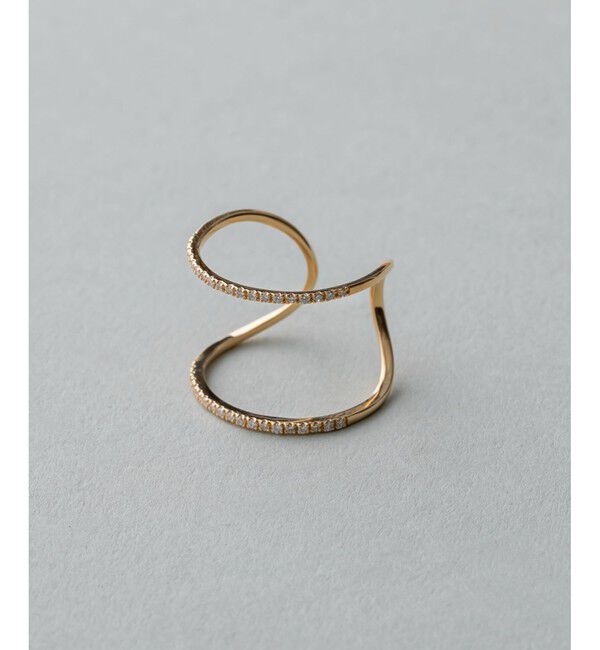 ete「K18YG パーティクル ダブルライン リング」|リング|