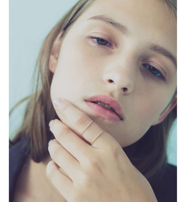 ete「K18YG パーティクル ダブルライン リング」|リング|