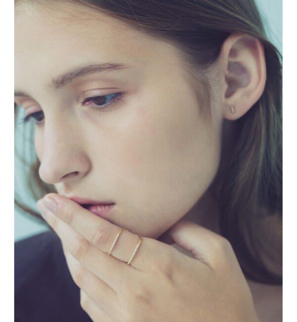 ete「K18YG パーティクル ダブルライン リング」|リング|