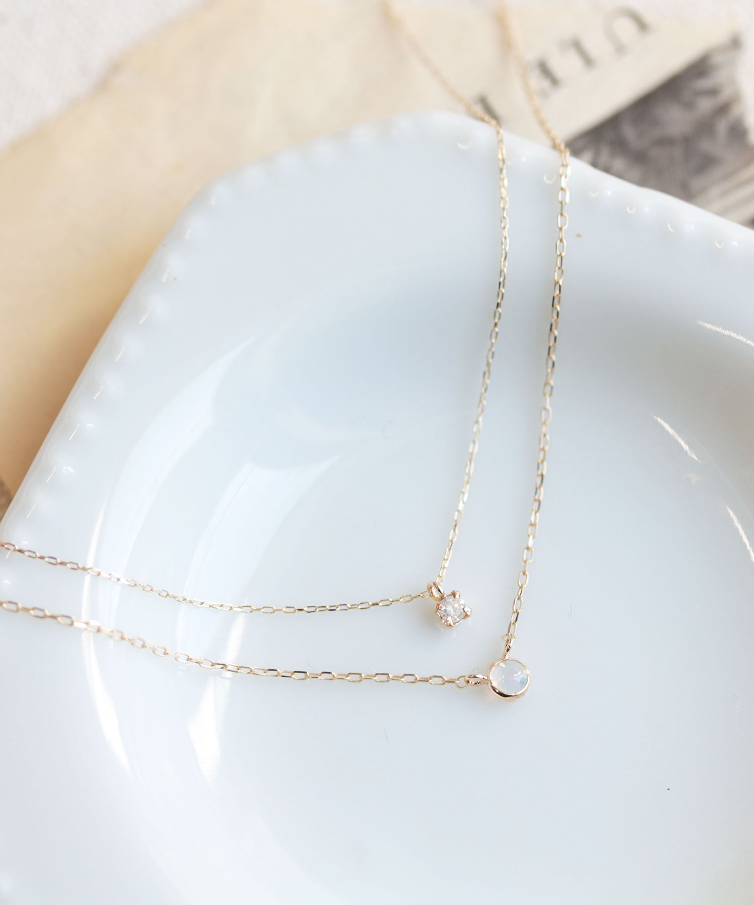  「 一石 ダイヤモンド 0.05ct ネックレス | K10YG」|ネックレス|