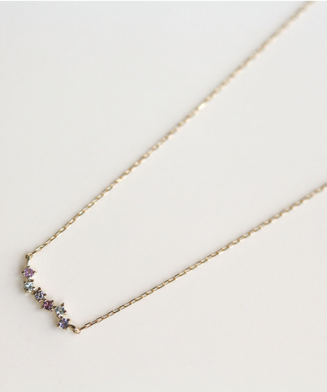  「マルチカラーストーン ブルー ネックレス | K10YG」|ネックレス|