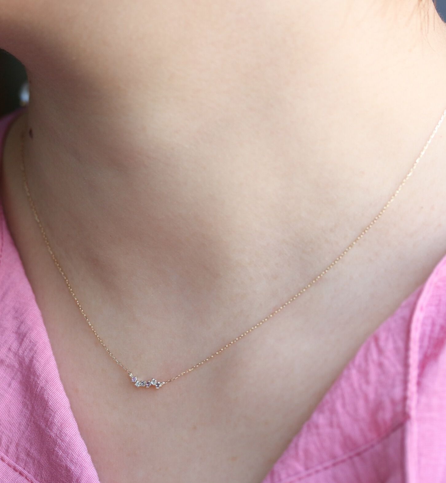  「マルチカラーストーン ブルー ネックレス | K10YG」|ネックレス|