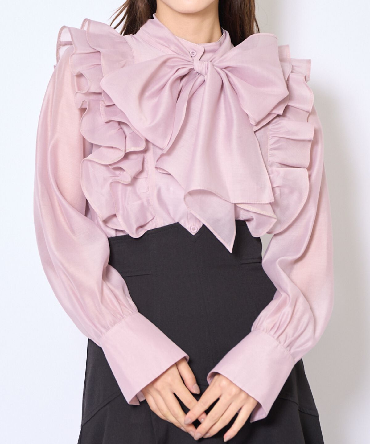 アンドクチュール「ボウタイフリルシアーブラウス」|シャツ・ブラウス|