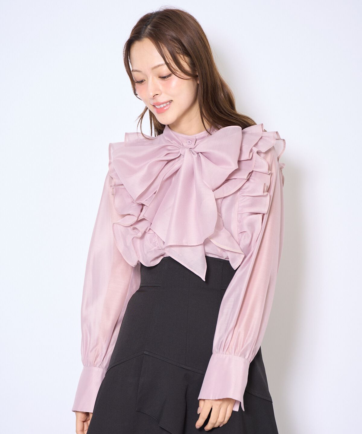 アンドクチュール「ボウタイフリルシアーブラウス」|シャツ・ブラウス|