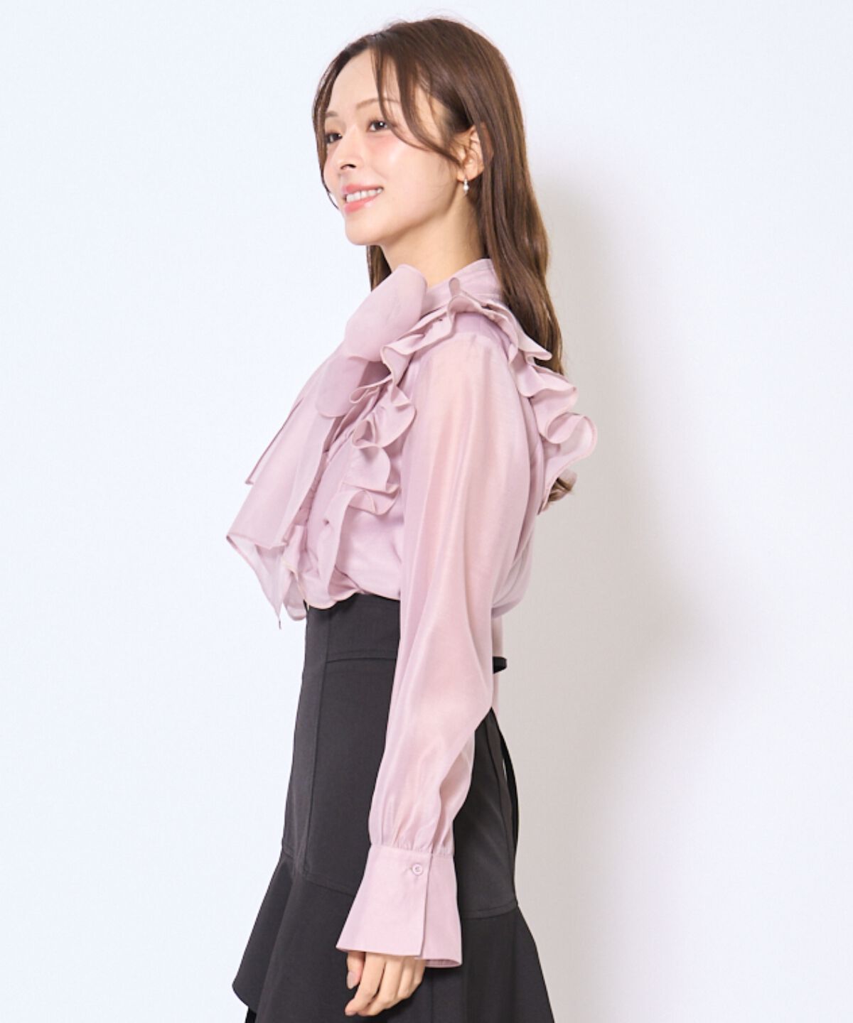 アンドクチュール「ボウタイフリルシアーブラウス」|シャツ・ブラウス|