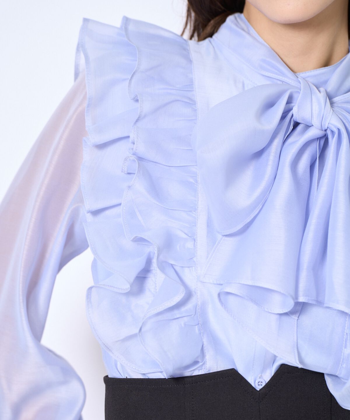 アンドクチュール「ボウタイフリルシアーブラウス」|シャツ・ブラウス|