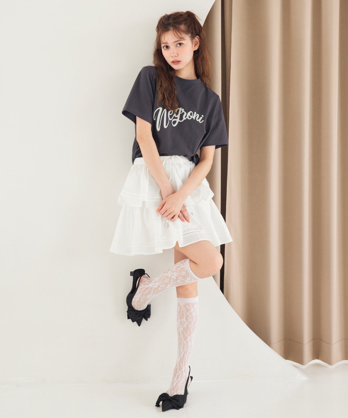 REDYAZEL「コットンフリルミニスカート」|フレア|オフ