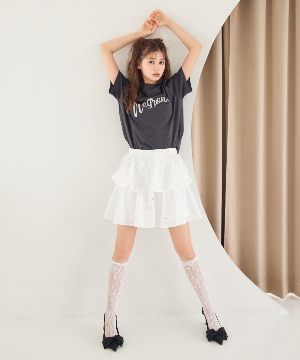 REDYAZEL「コットンフリルミニスカート」|フレア|