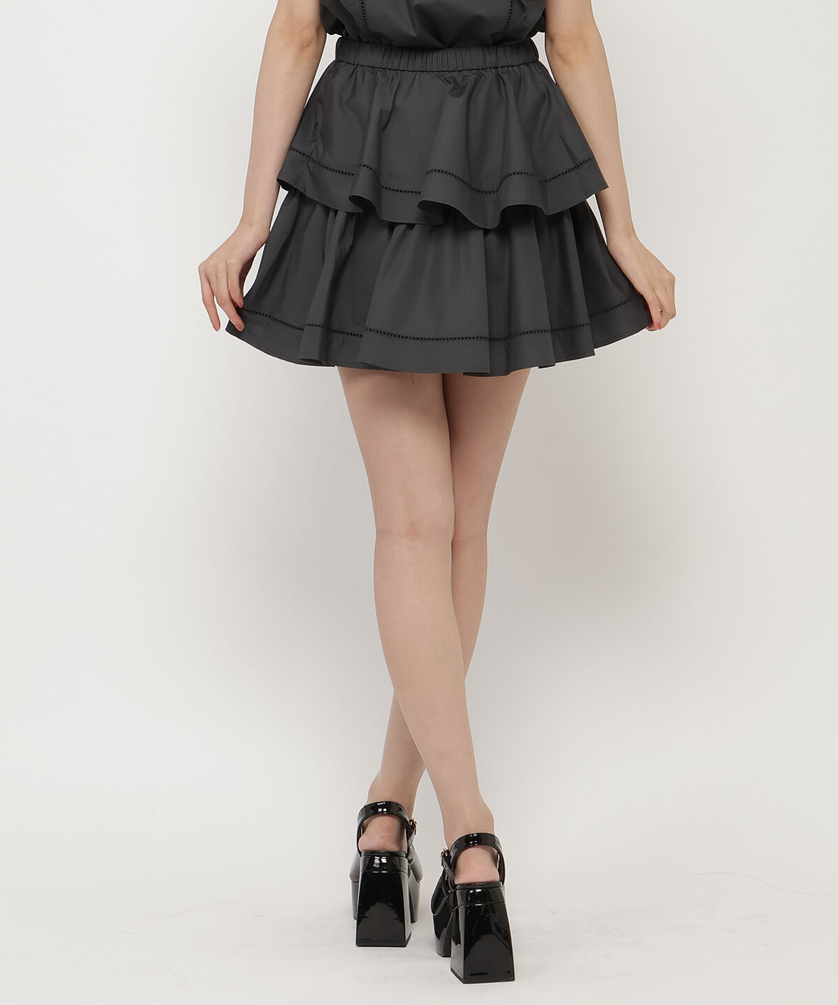 REDYAZEL「コットンフリルミニスカート」|フレア|