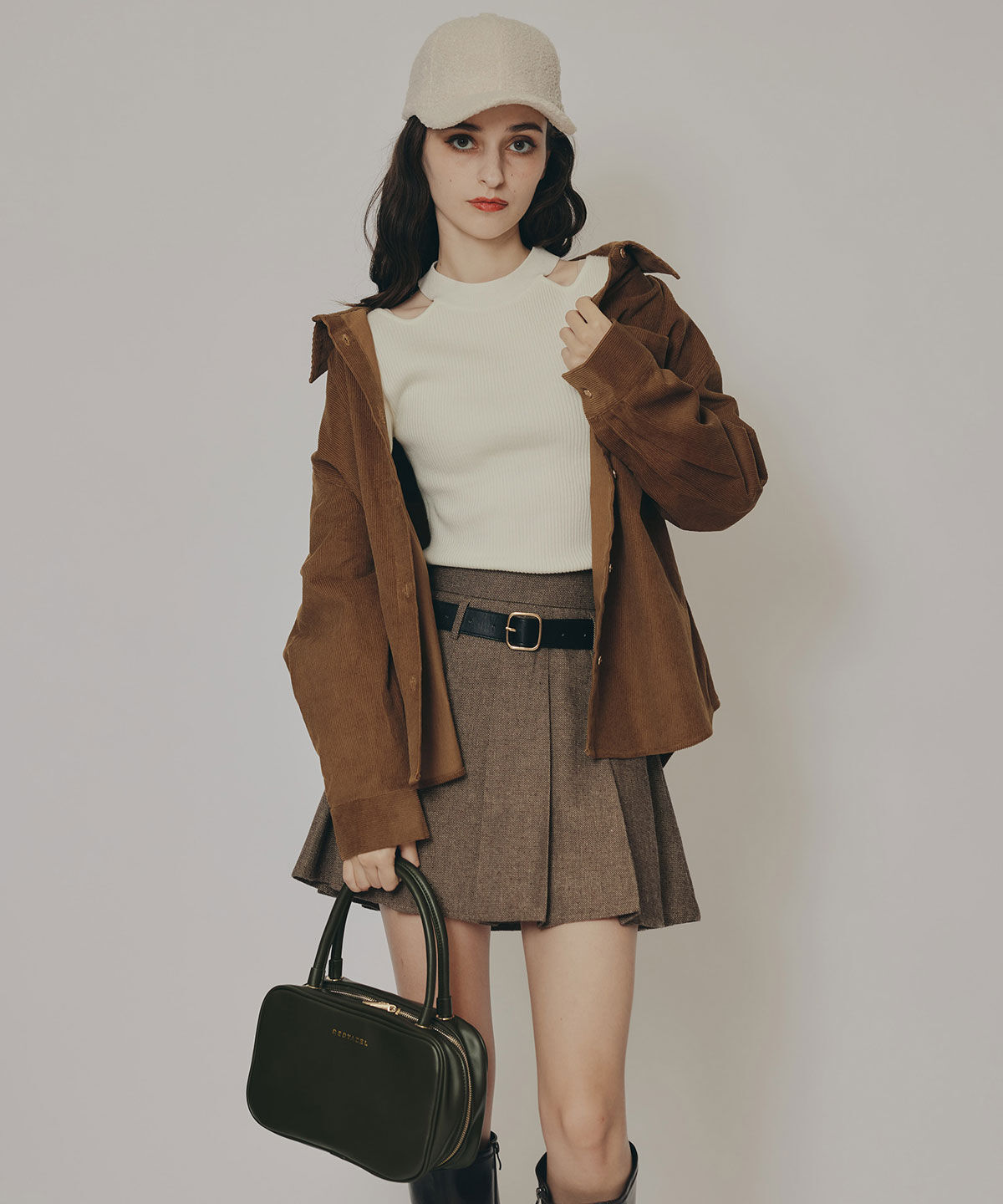 REDYAZEL「カットアウトリブニットトップス」|ニット・セーター|