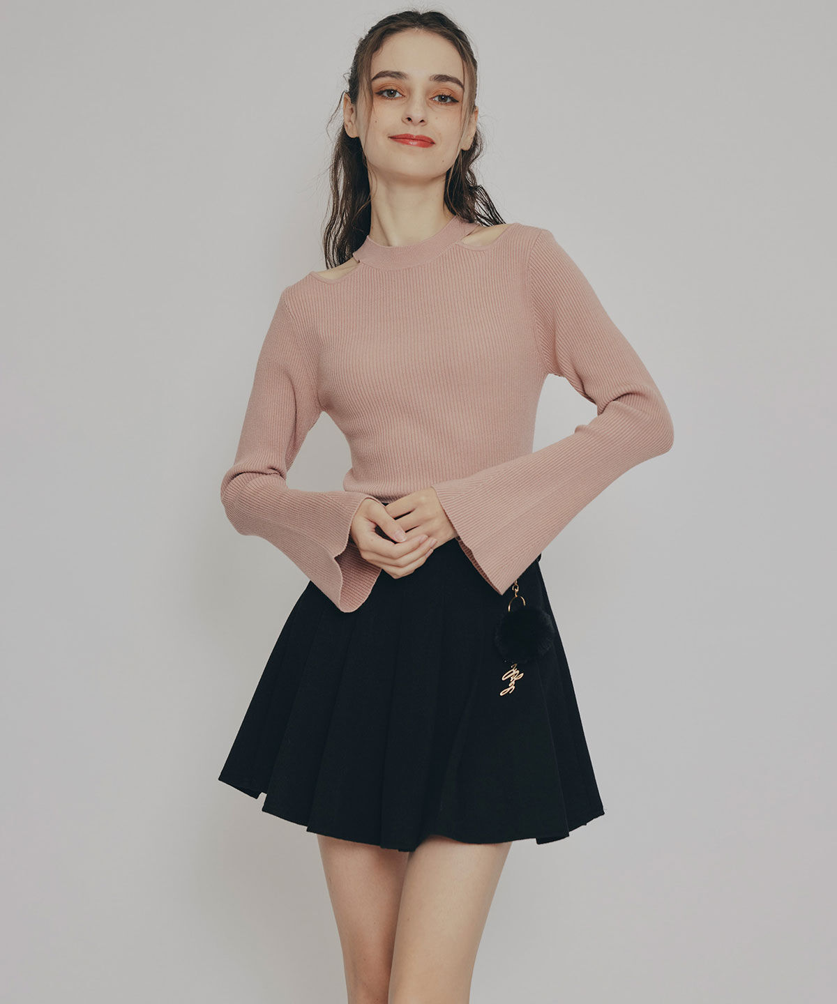 REDYAZEL「カットアウトリブニットトップス」|ニット・セーター|