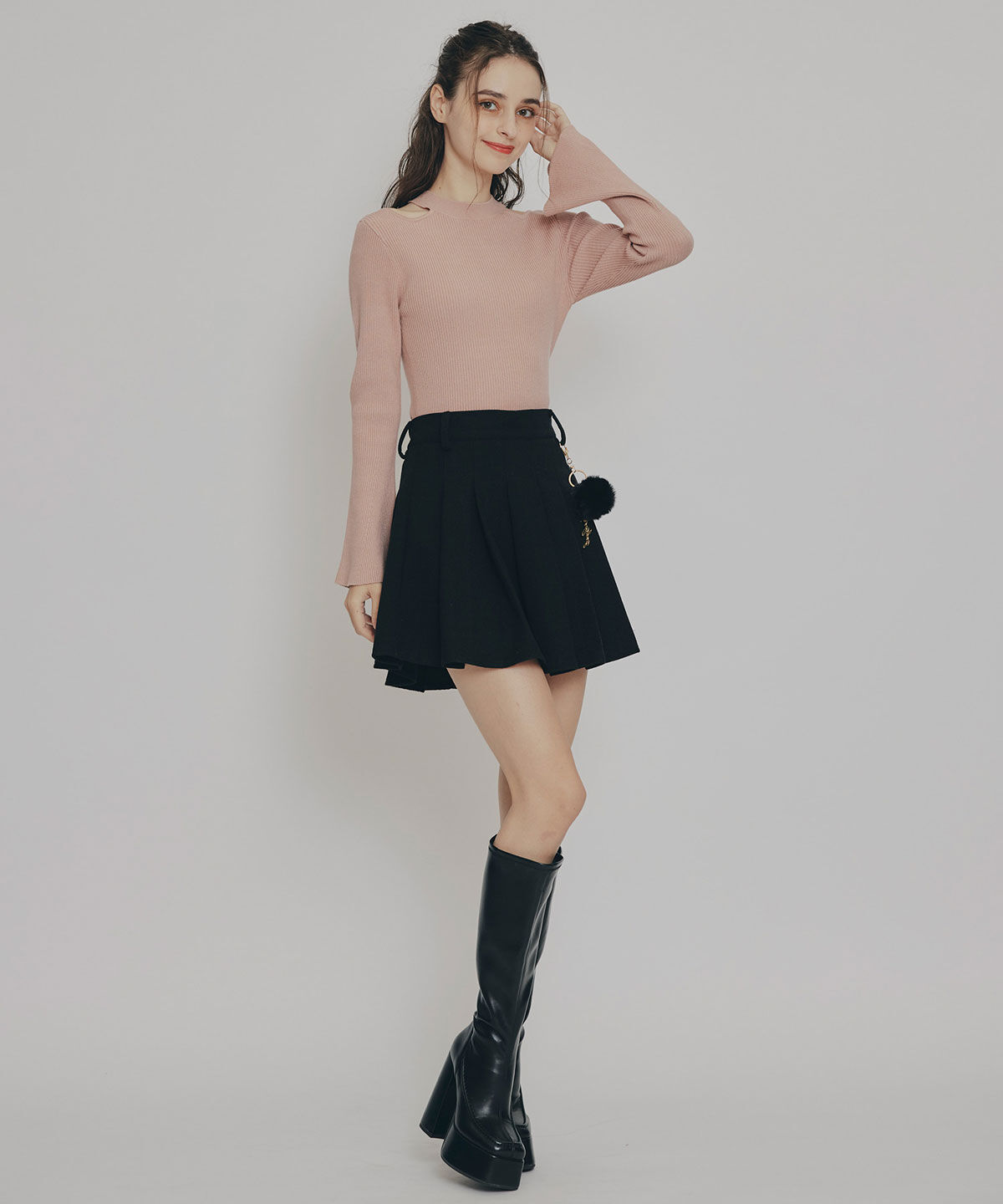 REDYAZEL「カットアウトリブニットトップス」|ニット・セーター|