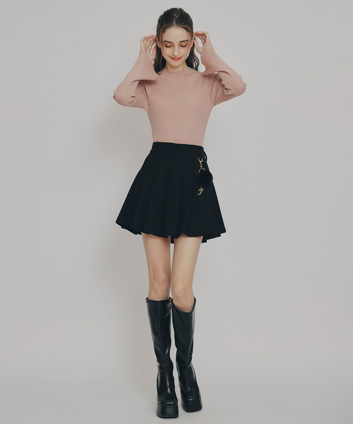 REDYAZEL「カットアウトリブニットトップス」|ニット・セーター|