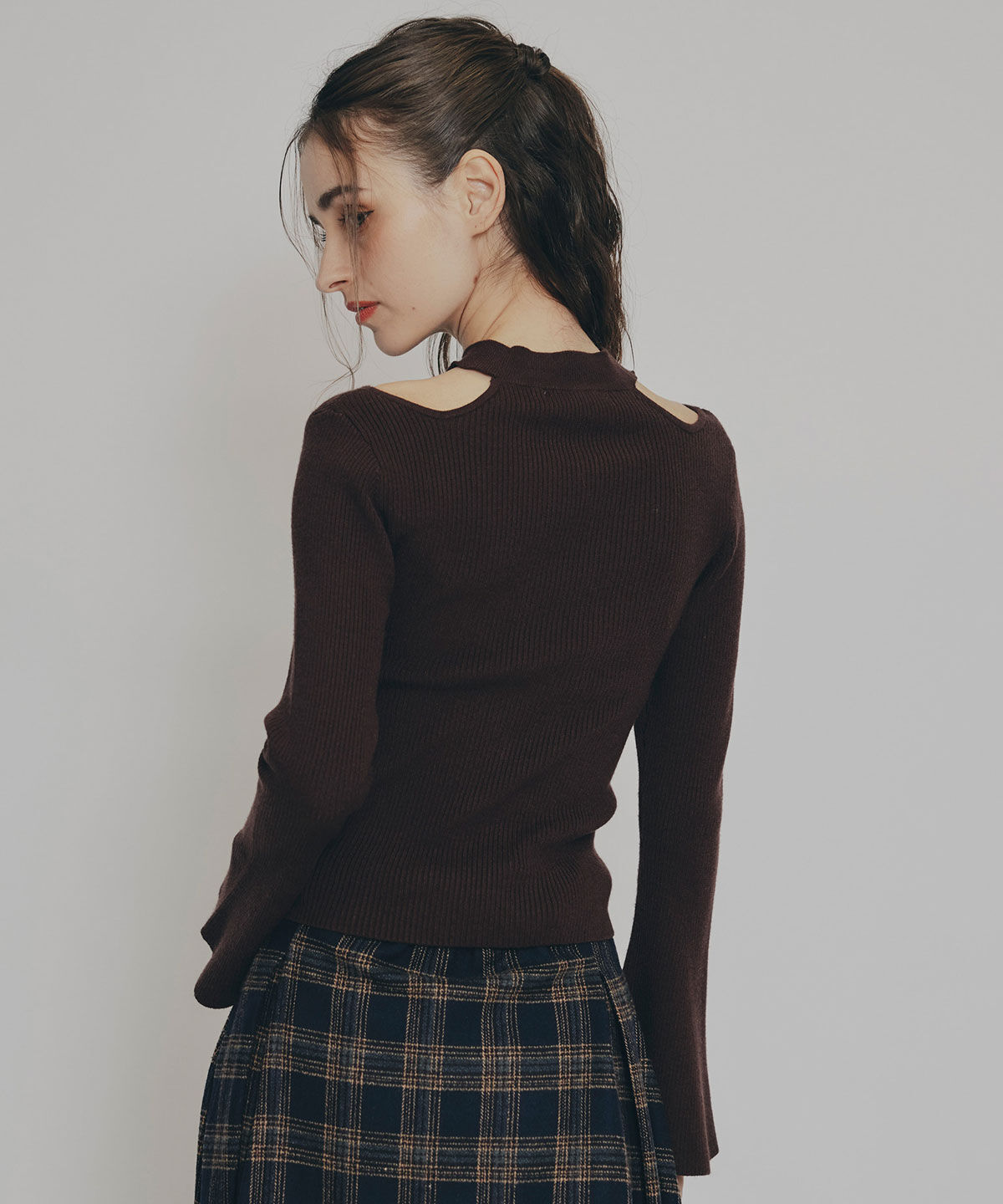 REDYAZEL「カットアウトリブニットトップス」|ニット・セーター|