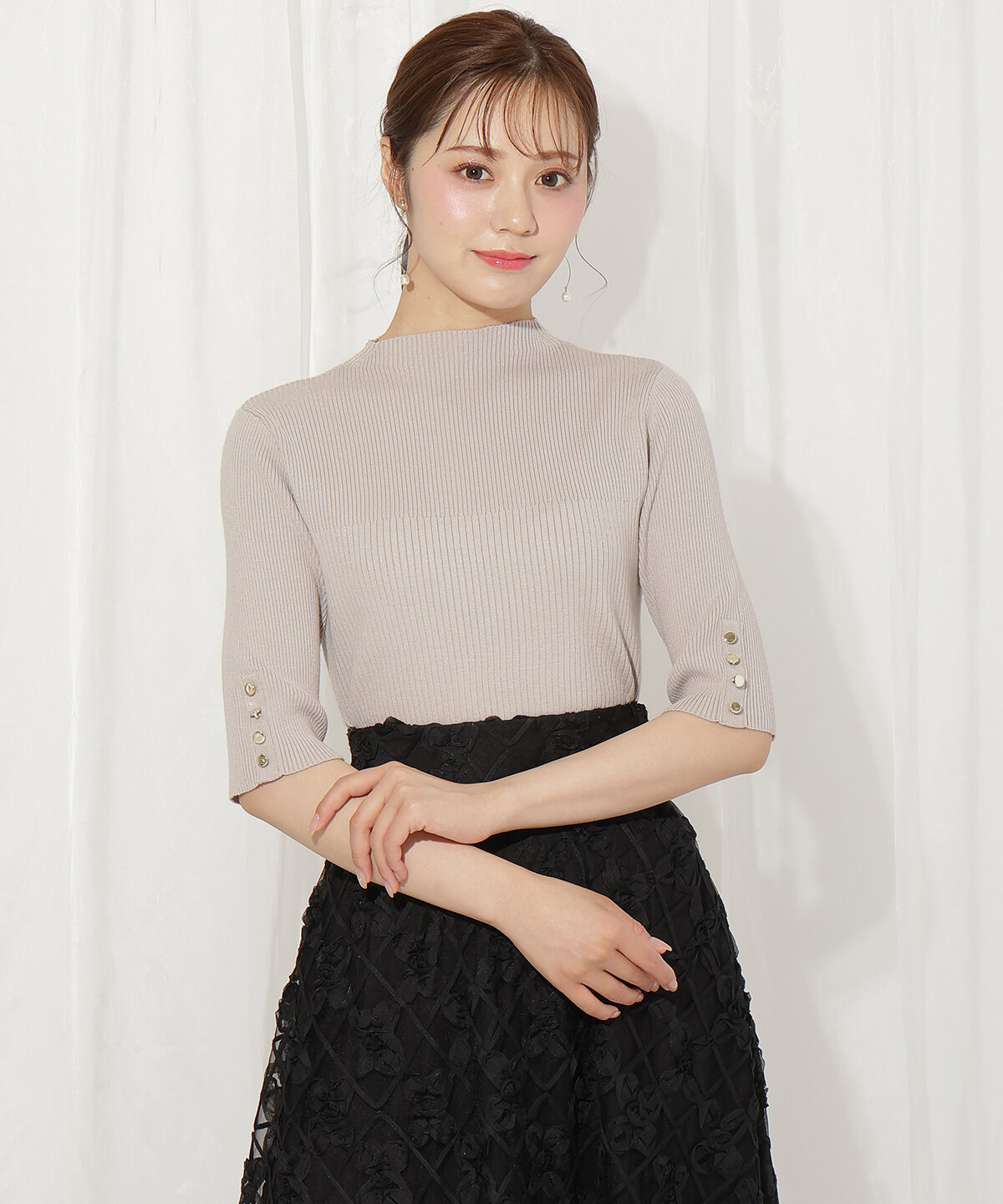 WILLSELECTION「袖口ボタンボトルネックリブニット」|ニット・セーター|