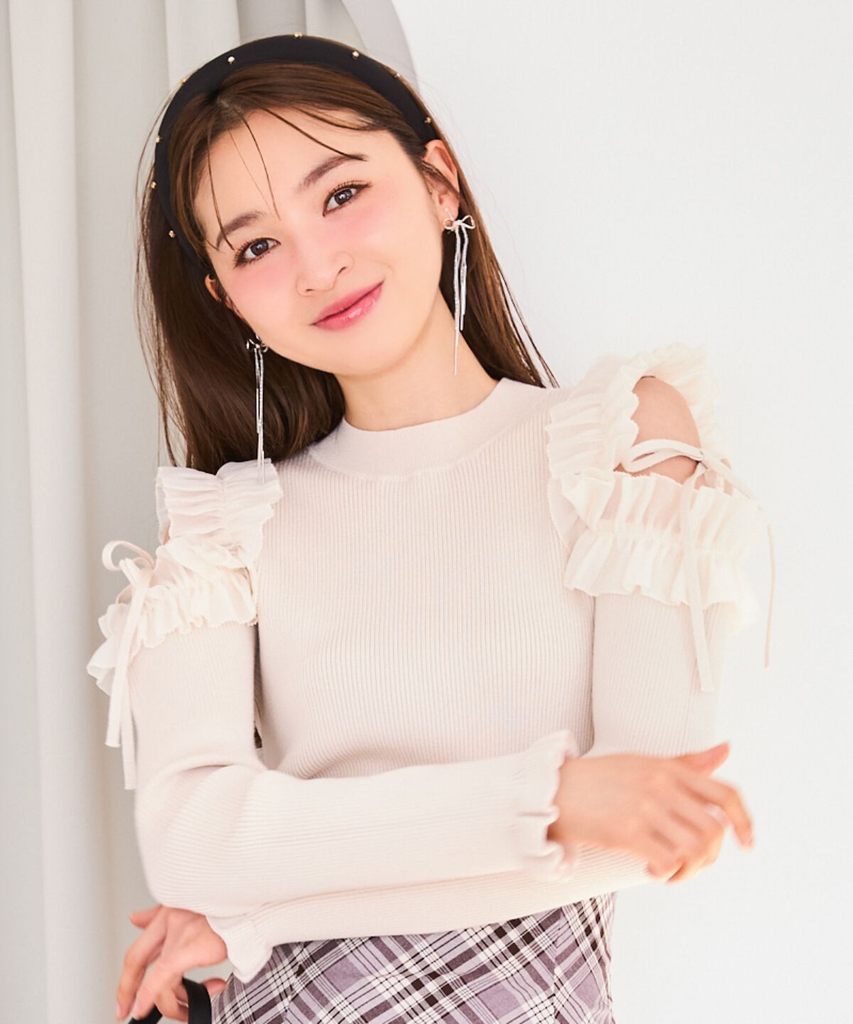 WILLSELECTION「フリルショルダーリブニット」|ニット・セーター|ﾗｲﾄﾍﾞｰｼﾞｭ