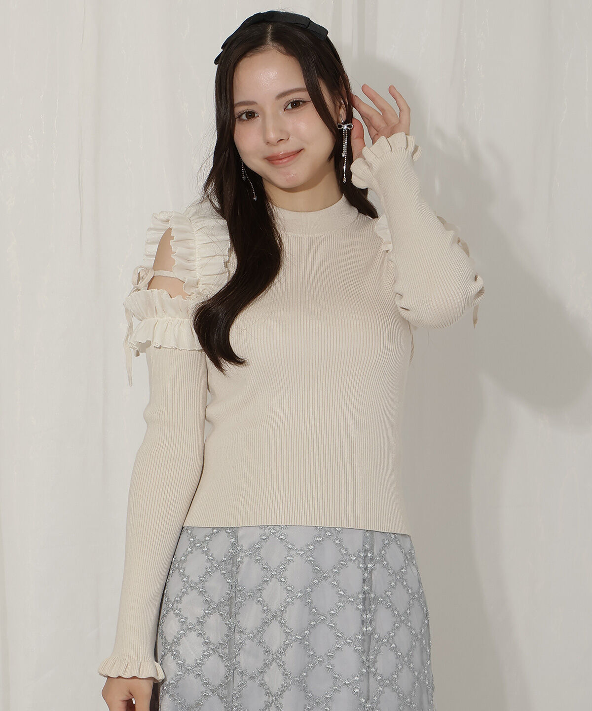 WILLSELECTION「フリルショルダーリブニット」|ニット・セーター|