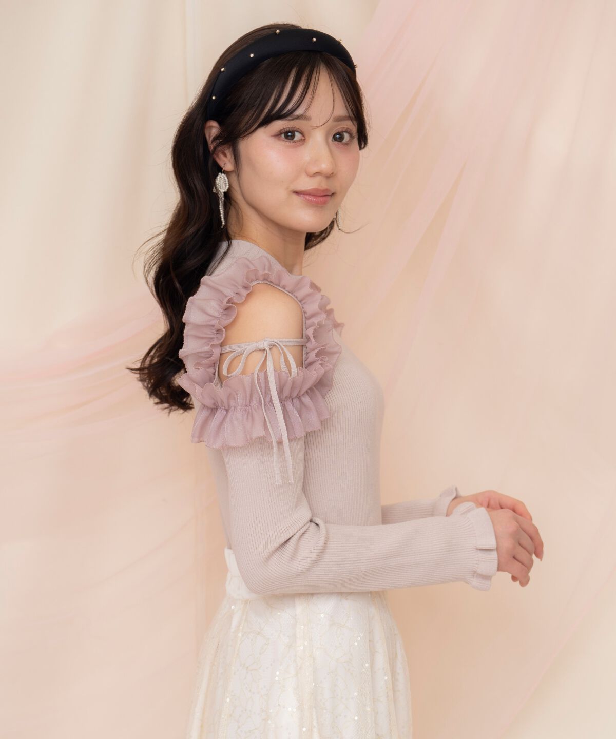 WILLSELECTION「フリルショルダーリブニット」|ニット・セーター|