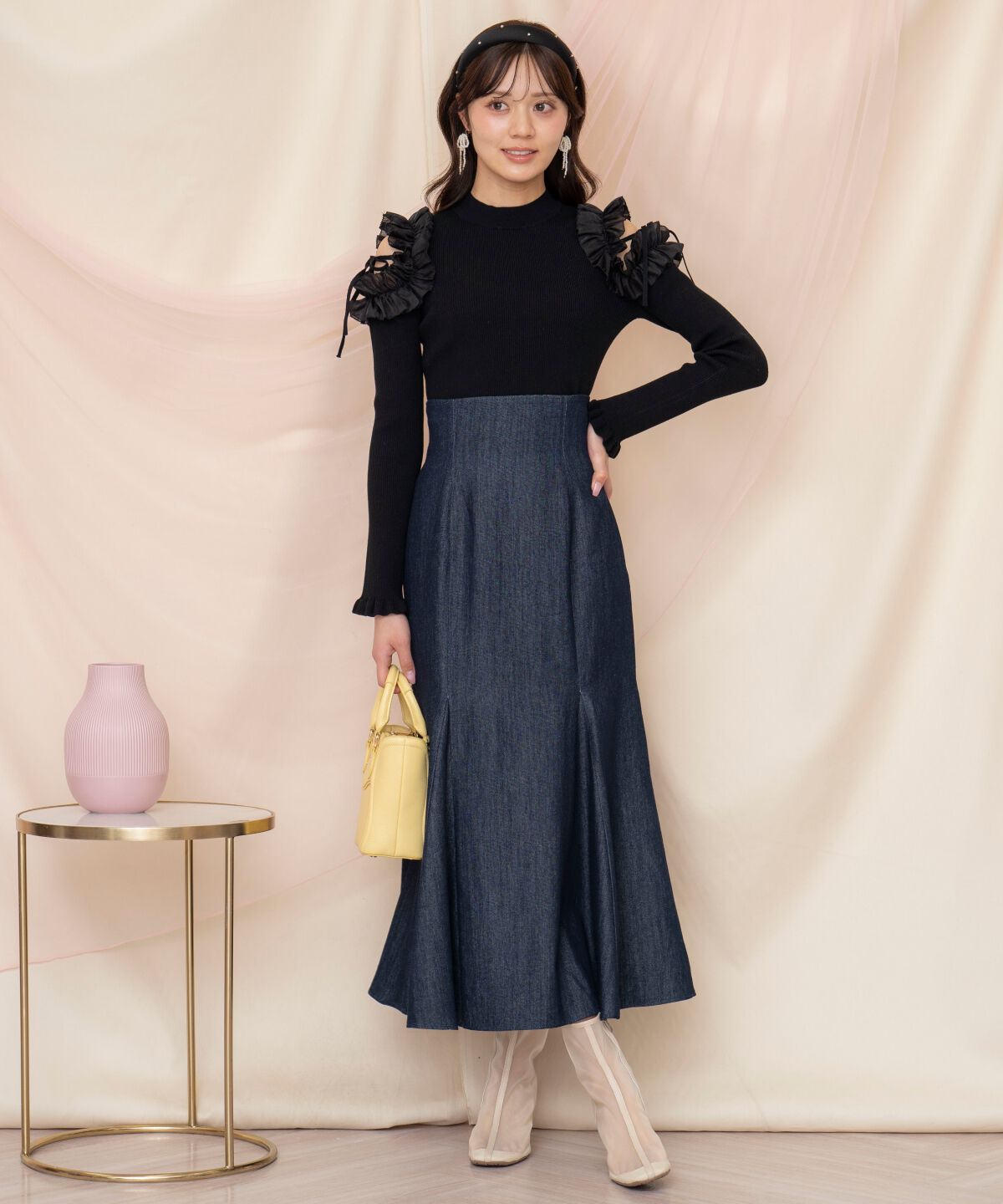 WILLSELECTION「フリルショルダーリブニット」|ニット・セーター|