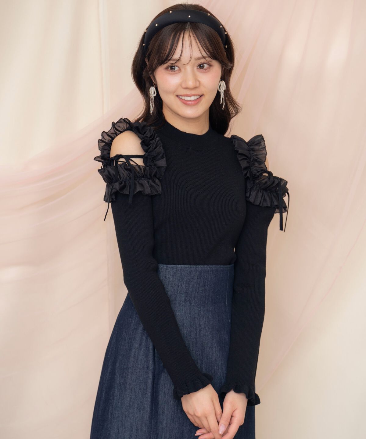 WILLSELECTION「フリルショルダーリブニット」|ニット・セーター|
