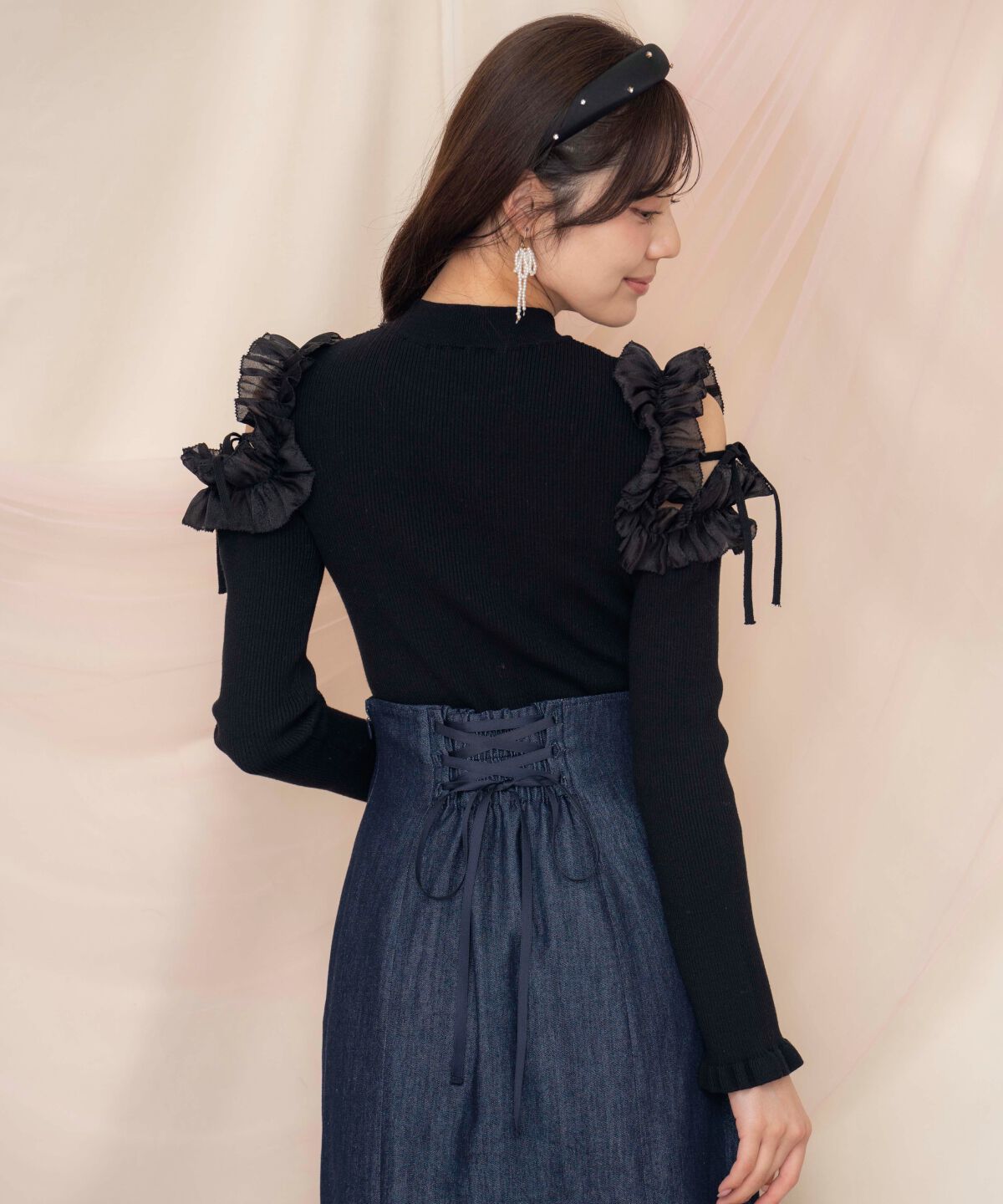 WILLSELECTION「フリルショルダーリブニット」|ニット・セーター|