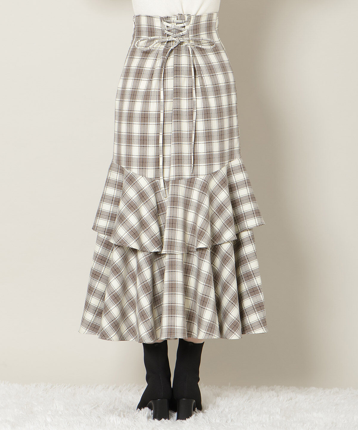 WILLSELECTION「スリットデザインラッフルハイウエストスカート」|フレア|