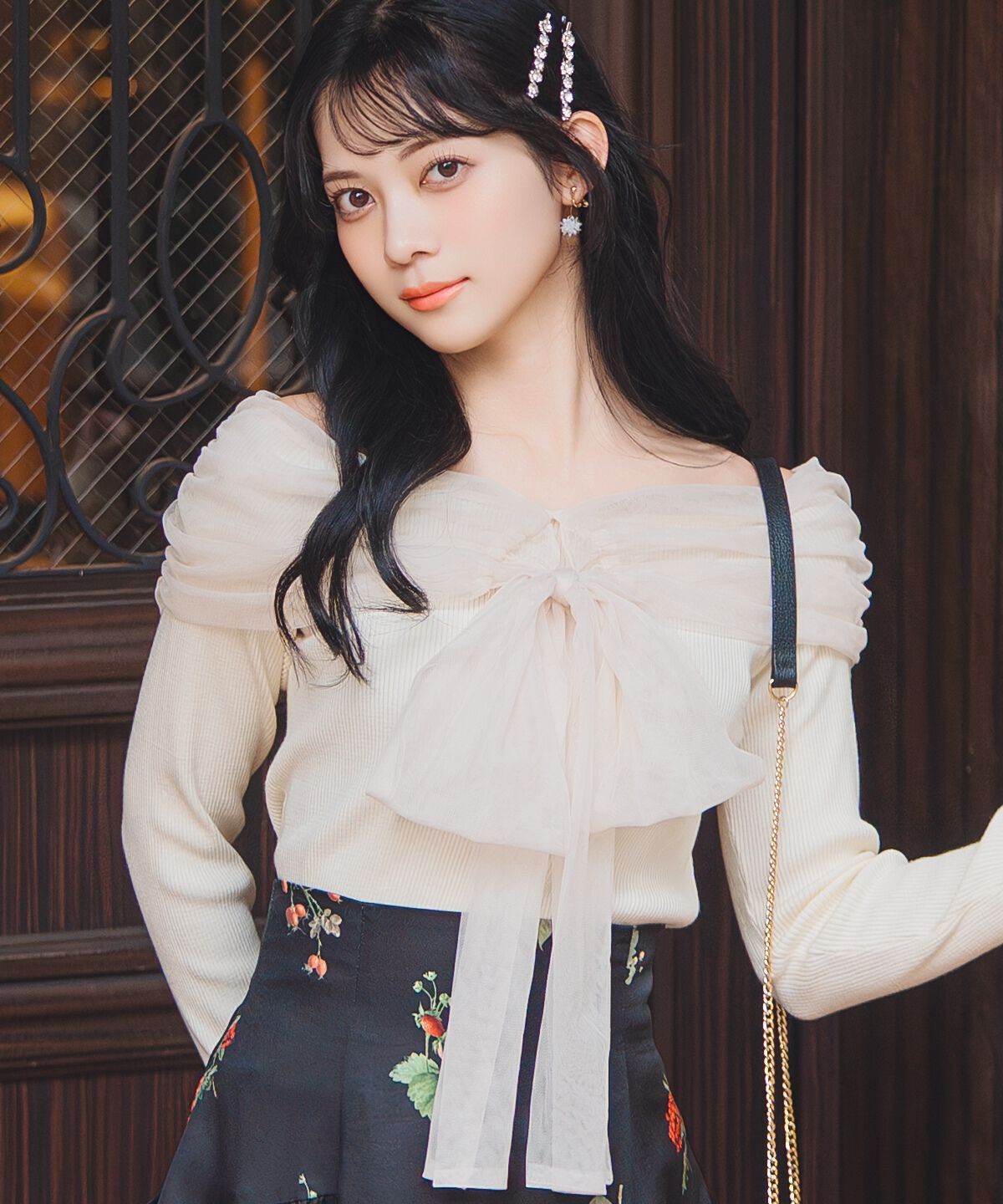 WILLSELECTION「リボンチュールレイヤードリブニット」|ニット・セーター|オフ