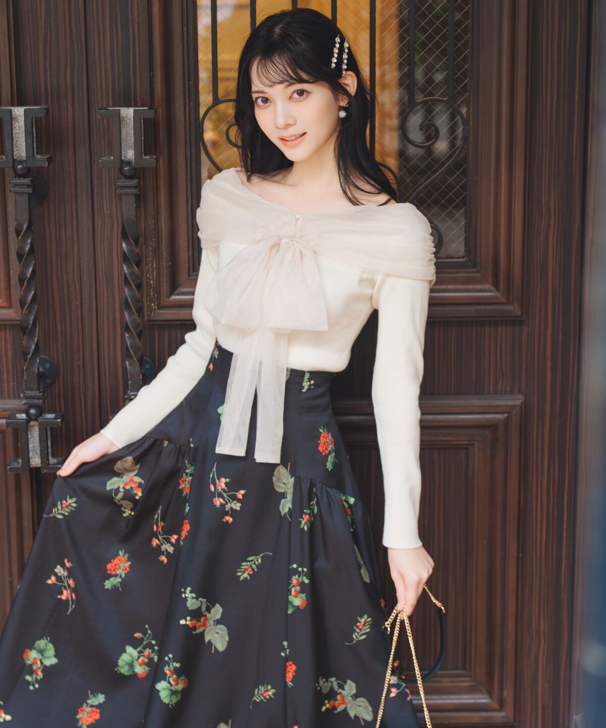 WILLSELECTION「リボンチュールレイヤードリブニット」|ニット・セーター|