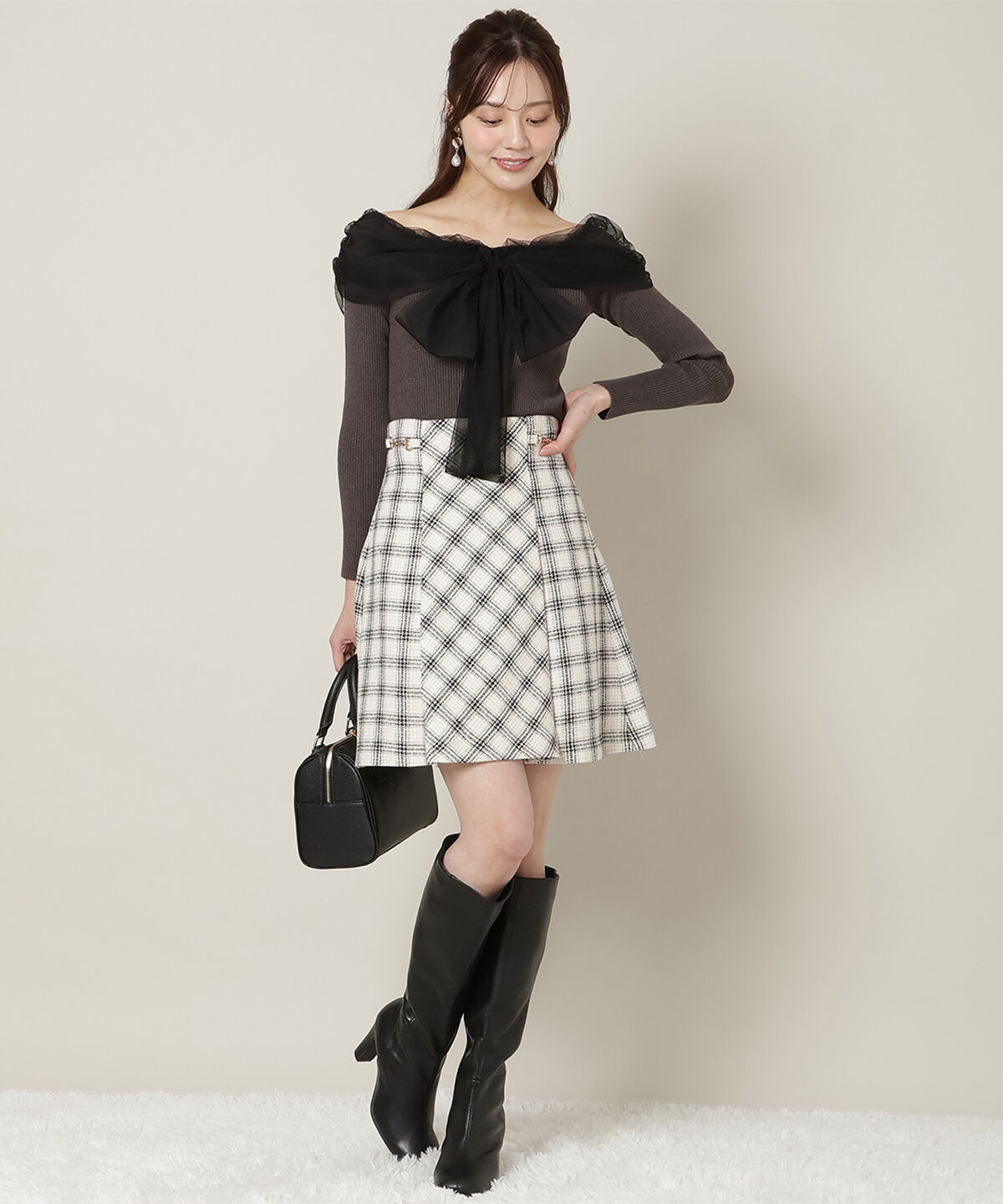 WILLSELECTION「リボンチュールレイヤードリブニット」|ニット・セーター|