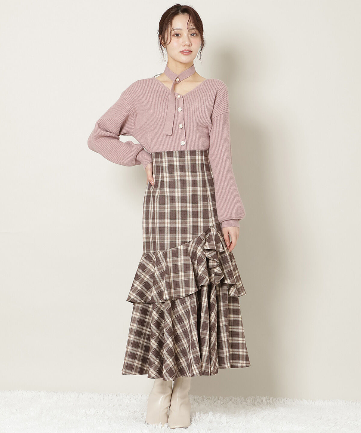 WILLSELECTION「Vネックチョーカーリブニット」|ニット・セーター|