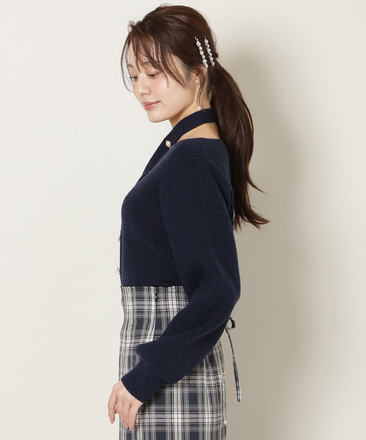 WILLSELECTION「Vネックチョーカーリブニット」|ニット・セーター|