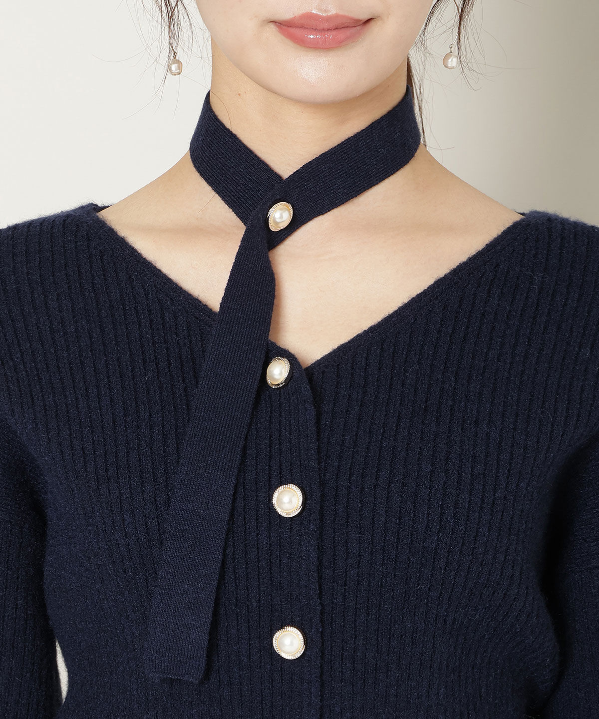 WILLSELECTION「Vネックチョーカーリブニット」|ニット・セーター|